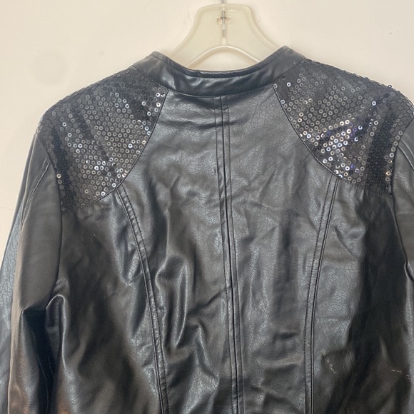 Rampage Faux Leather Sequined Moto Jacket women’s size large - Picture 9 of 11